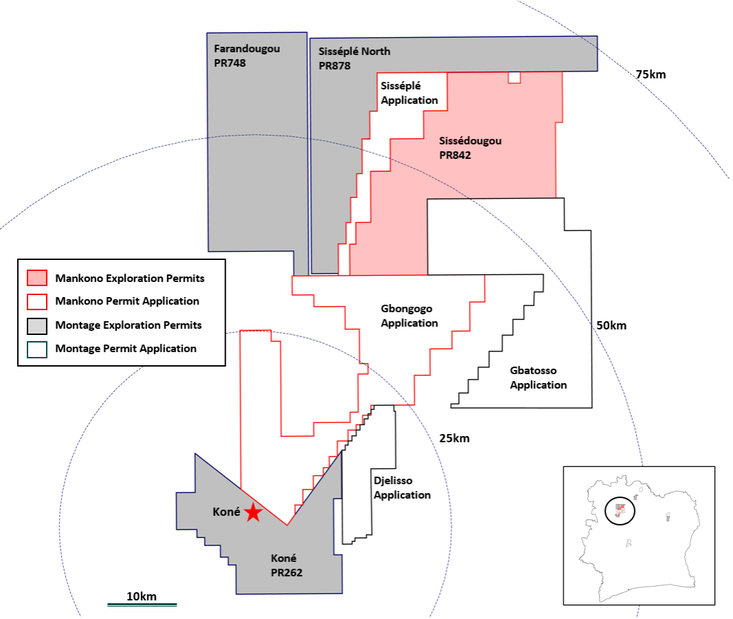 Figure 1: Property Map including KGP and Mankono